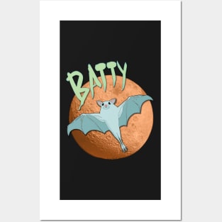 Batty cute Bat and Full Moon Design Posters and Art